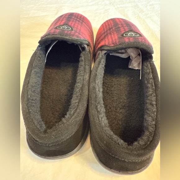 ARIAT New in Gift Tin Plaid Felt Men’s Fleece Slippers - Picture 7 of 14